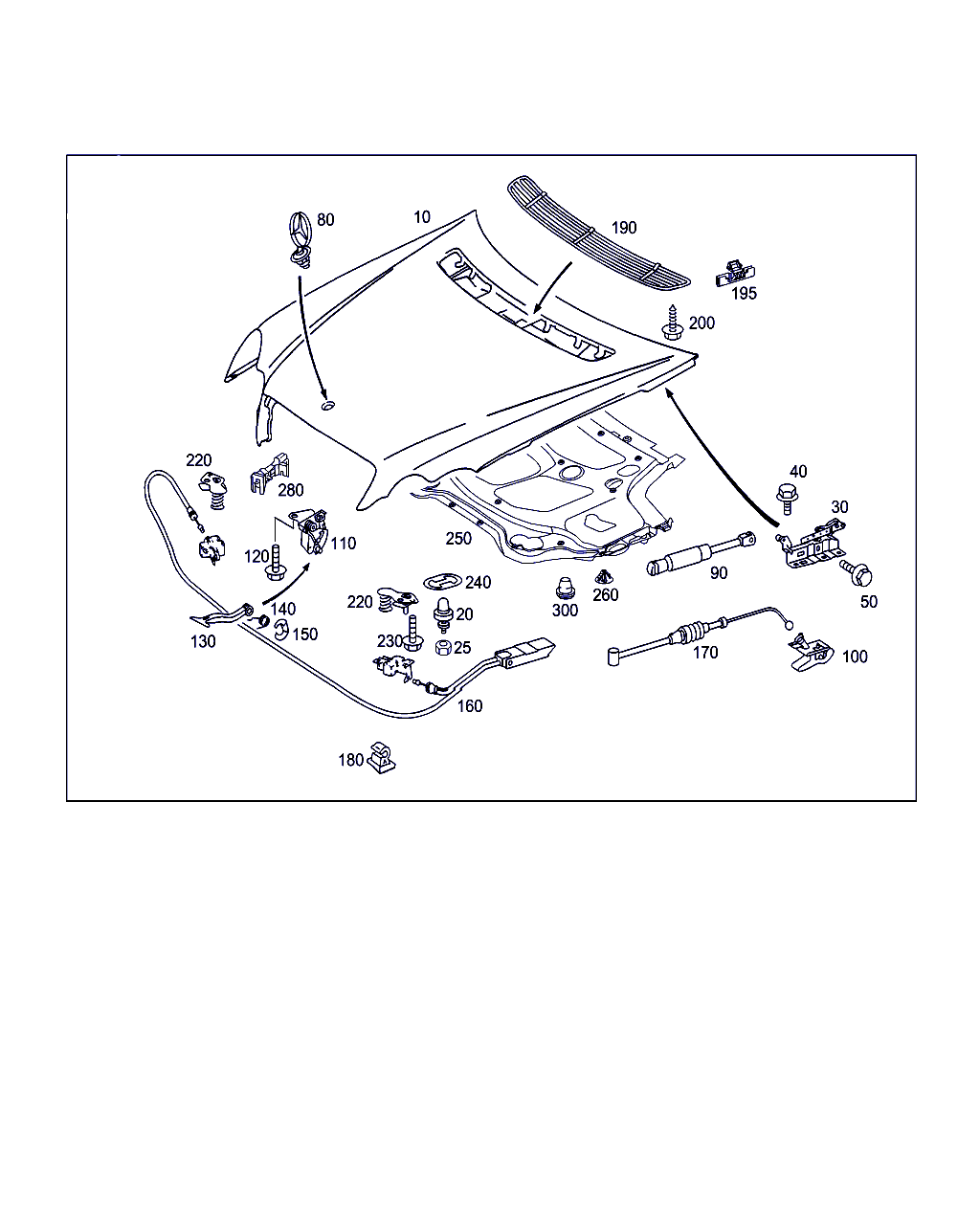 Mercedes-Benz A 203 880 00 29 - Kaasujousi, konepelti inparts.fi