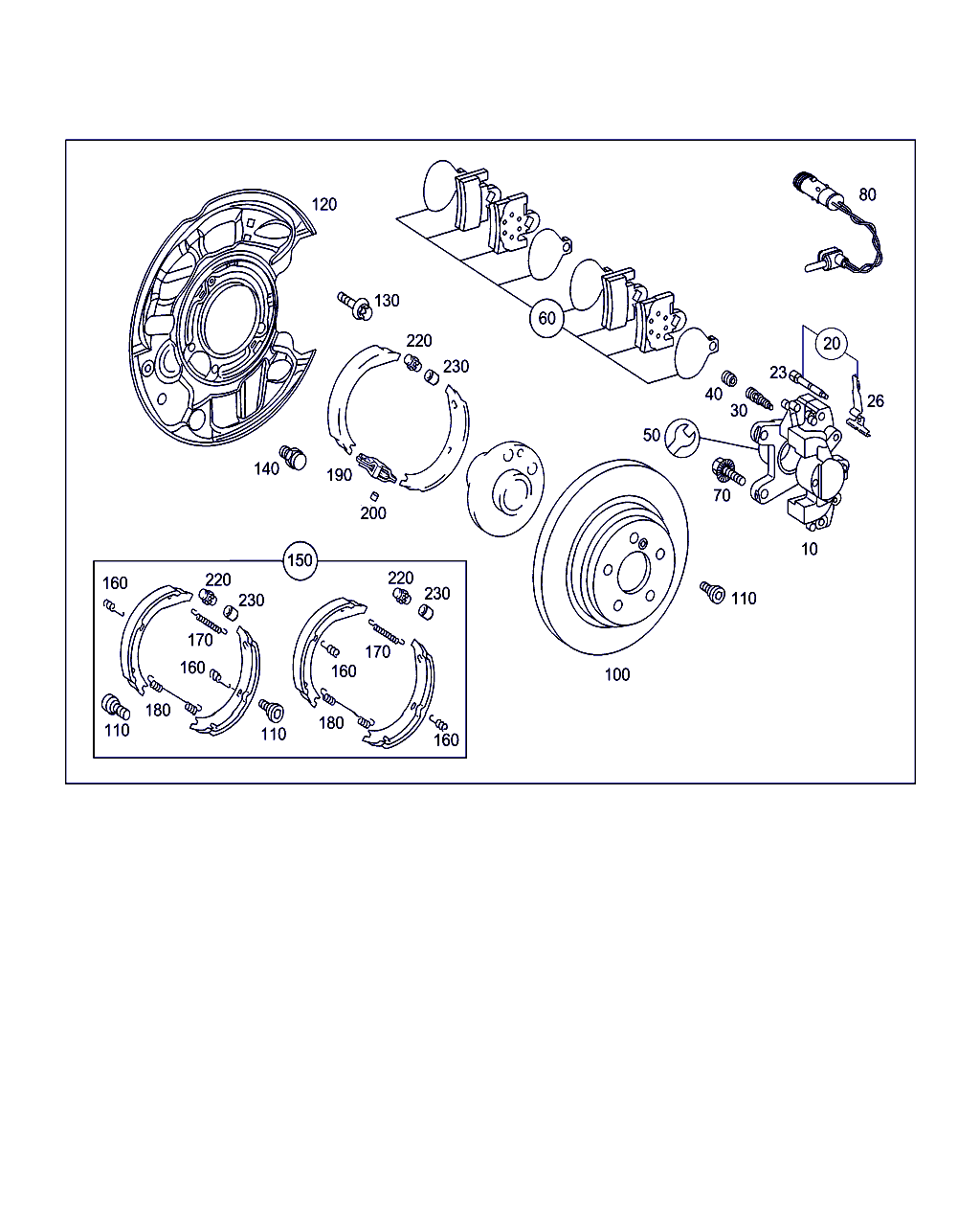 Mercedes-Benz A 203 420 01 20 - Jarrukenkäsarja, seisontajarru inparts.fi