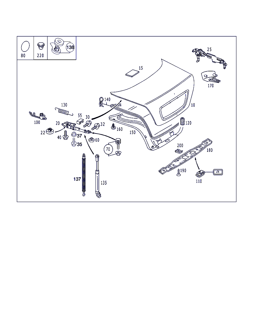 Mercedes-Benz A 220 750 01 36 - Kaasujousi, tavaratila inparts.fi