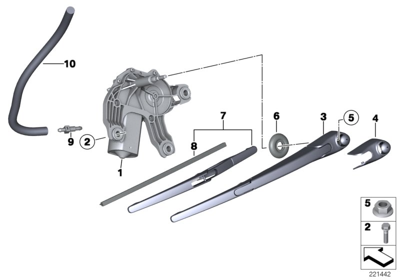 BMW 61622754287 - Tuulilasinpyyhkimen varsi, lasinpesu inparts.fi