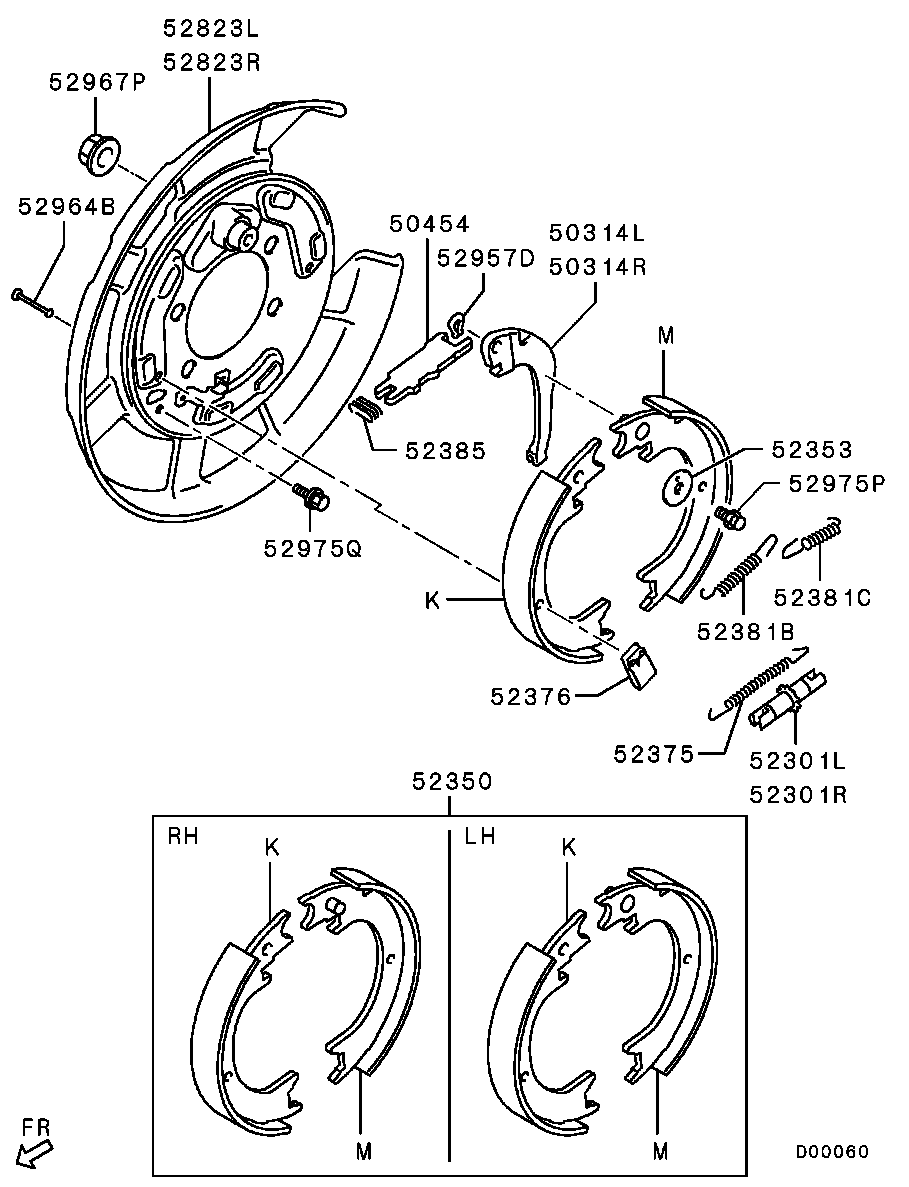 Mitsubishi 4800A058 - Jarrukenkäsarja, seisontajarru inparts.fi