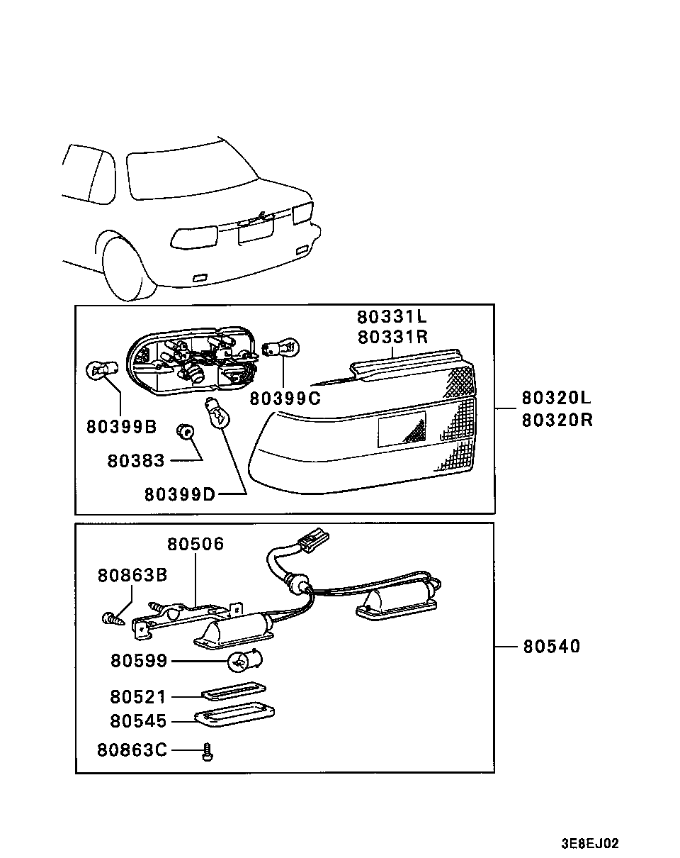 Mitsubishi MS820016 - Polttimo, lukuvalo inparts.fi