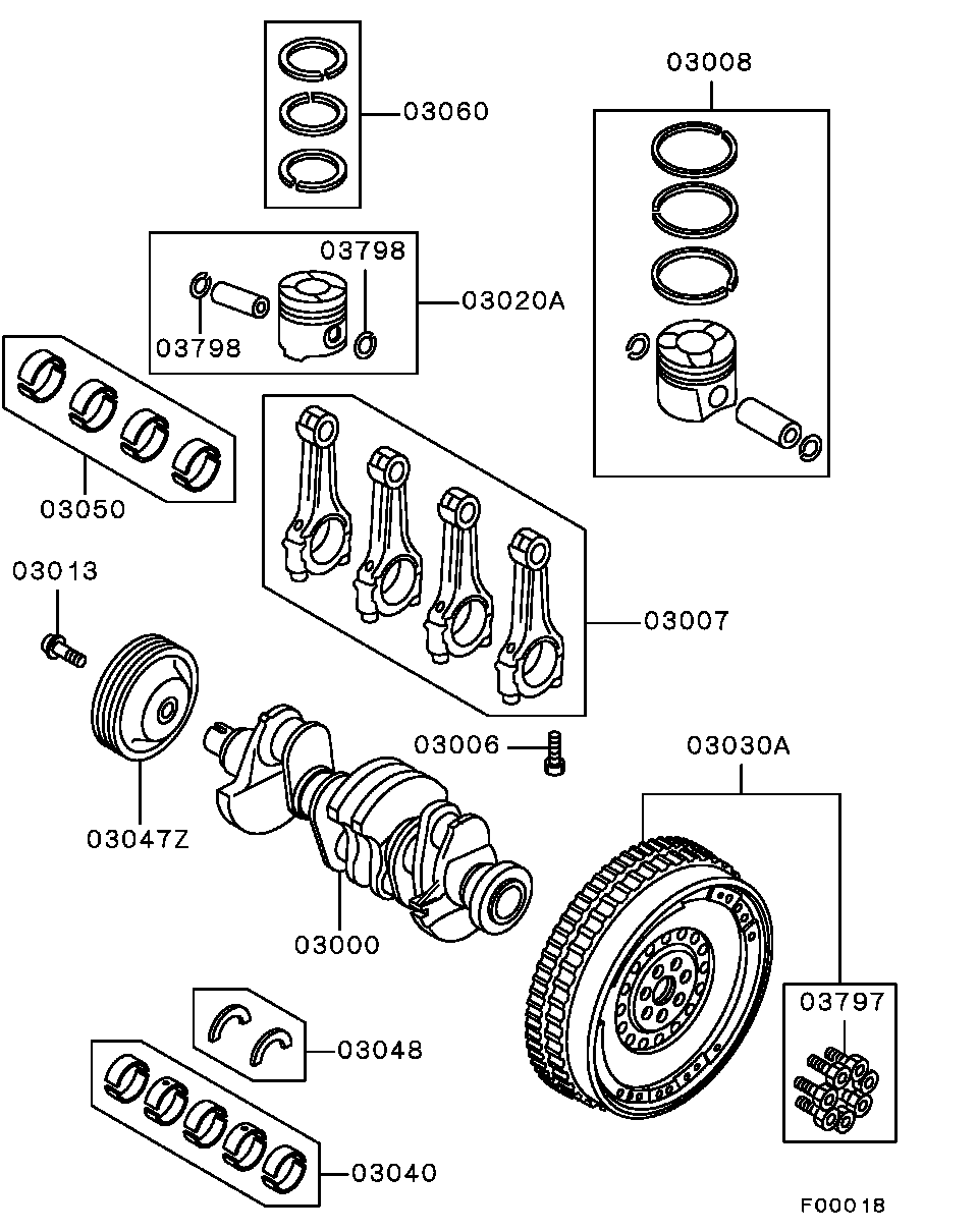 Mitsubishi M889381 - Kiertokankilaakerisarja inparts.fi