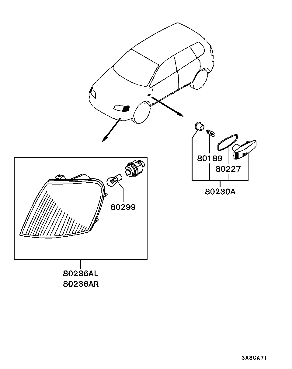 Mitsubishi M345133 - Polttimo, huomiovalo inparts.fi