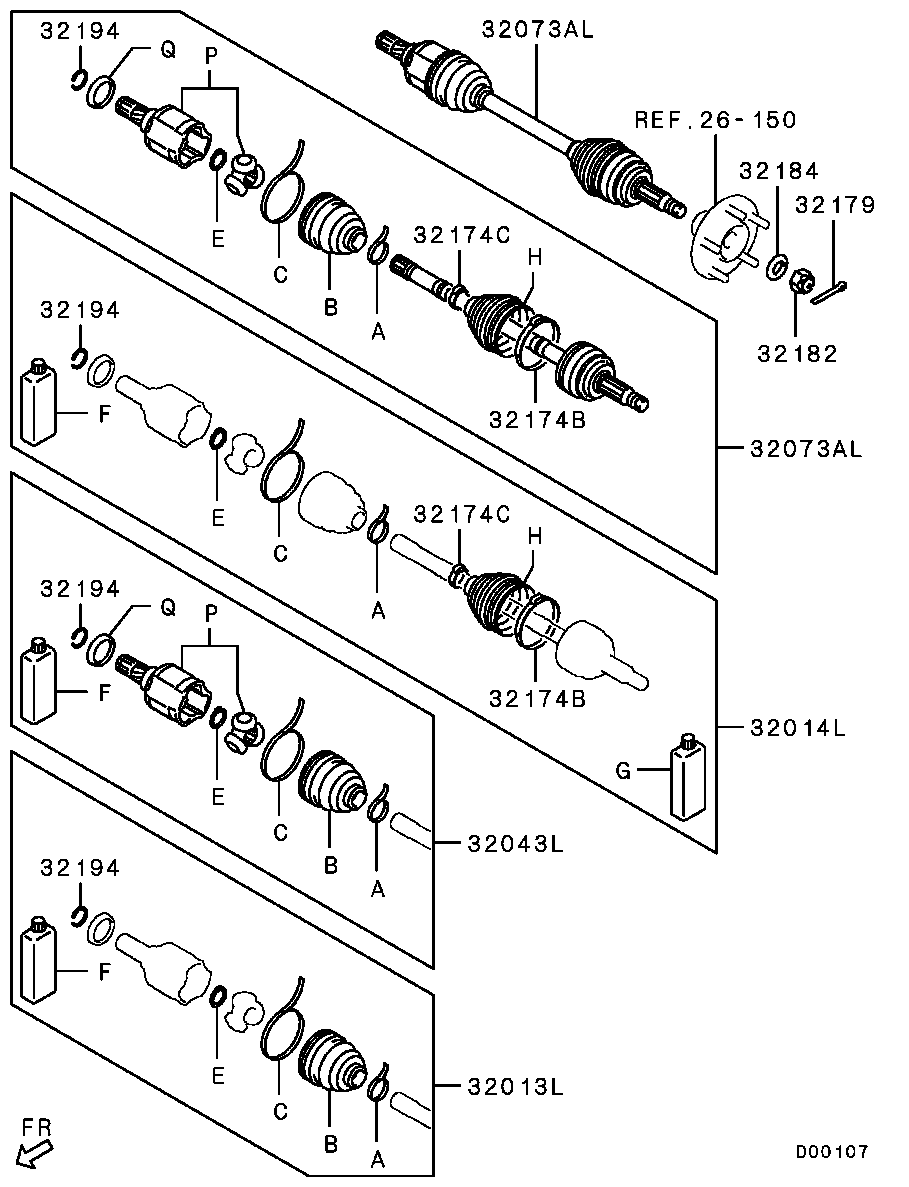 Mitsubishi 3815A107 - Nivelsarja, vetoakseli inparts.fi