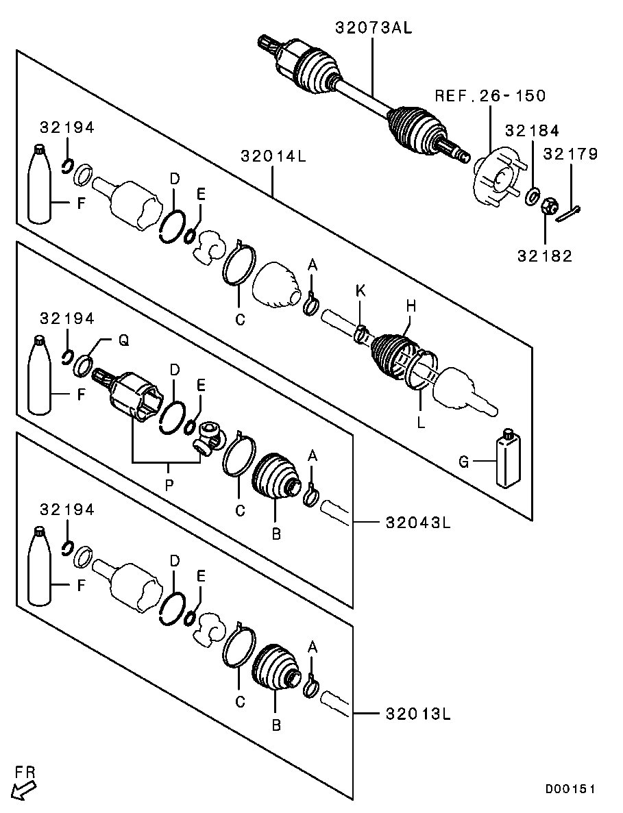 Mitsubishi 3817A193 - Paljekumi, vetoakseli inparts.fi