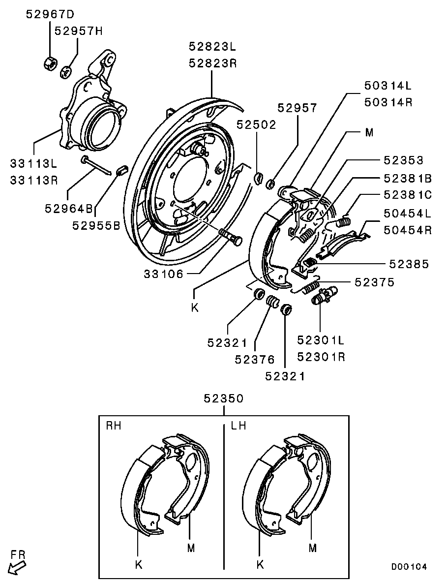 Mitsubishi MN102640 - Jarrukenkäsarja, seisontajarru inparts.fi