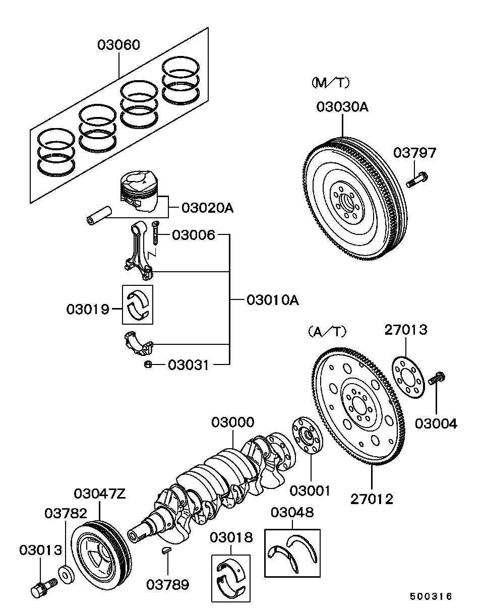 Mitsubishi MD174862 - Päittäislaakerisarja, kampiakseli inparts.fi