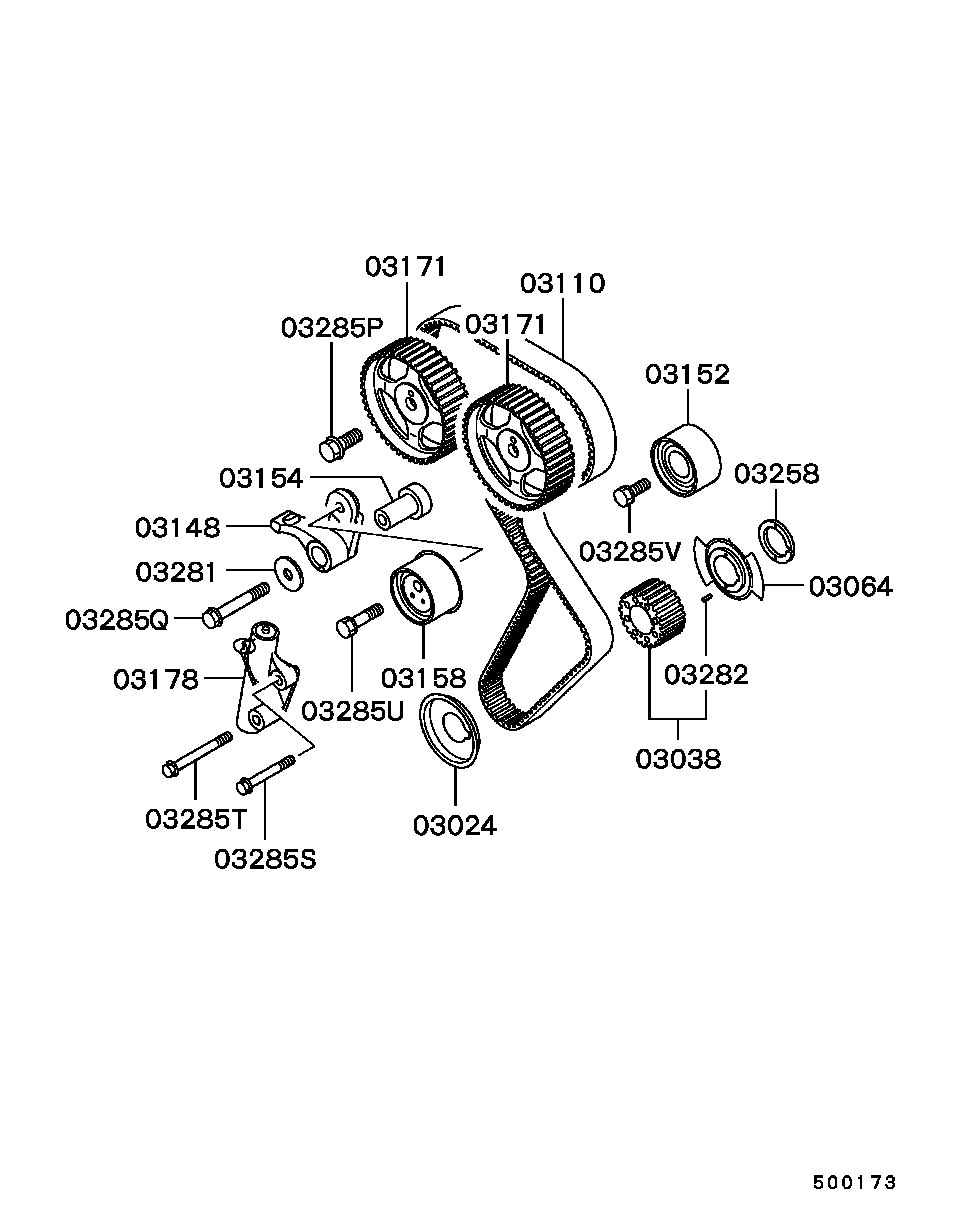 Mitsubishi MD373097 - Kiristinvarsi, hammashihna inparts.fi