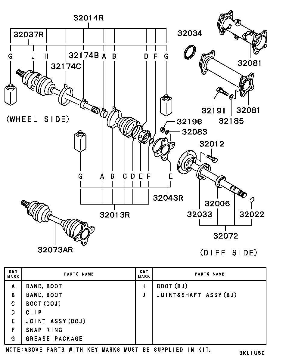 Mitsubishi MR232240 - Paljekumi, vetoakseli inparts.fi