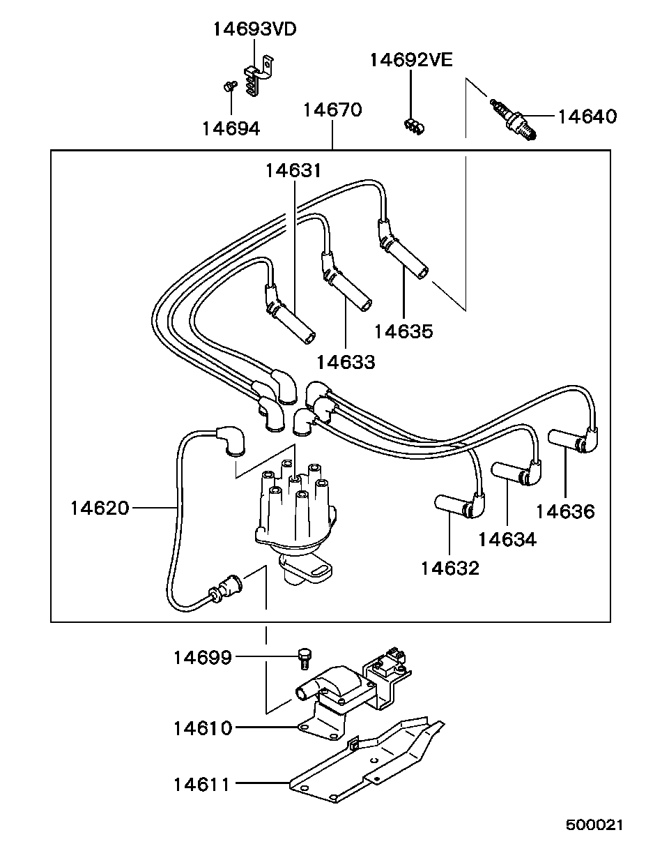 Mitsubishi MD 976524 - Sytytysjohtosarja inparts.fi