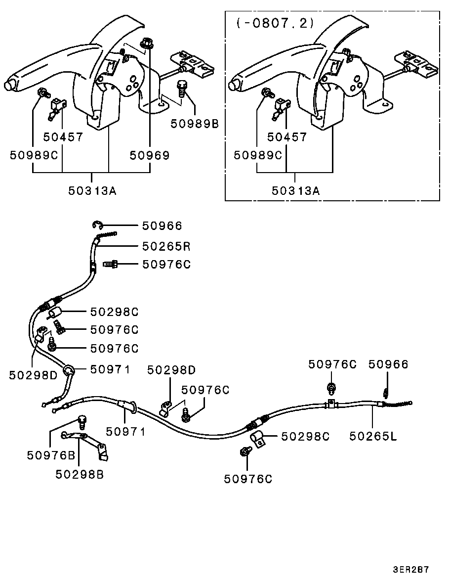 Mitsubishi MR129921 - Vaijeri, seisontajarru inparts.fi