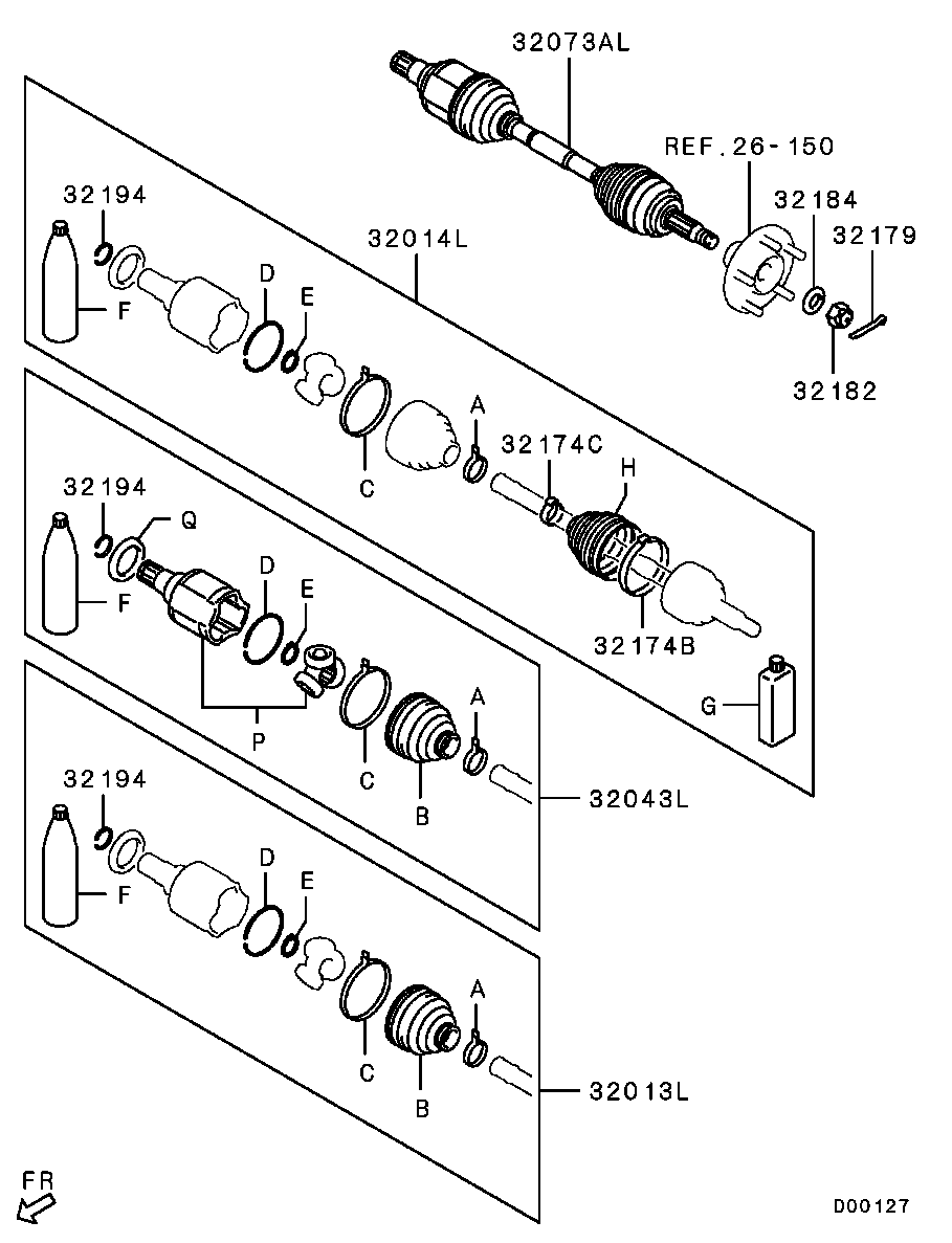 Mitsubishi 3815A215 - Nivelsarja, vetoakseli inparts.fi