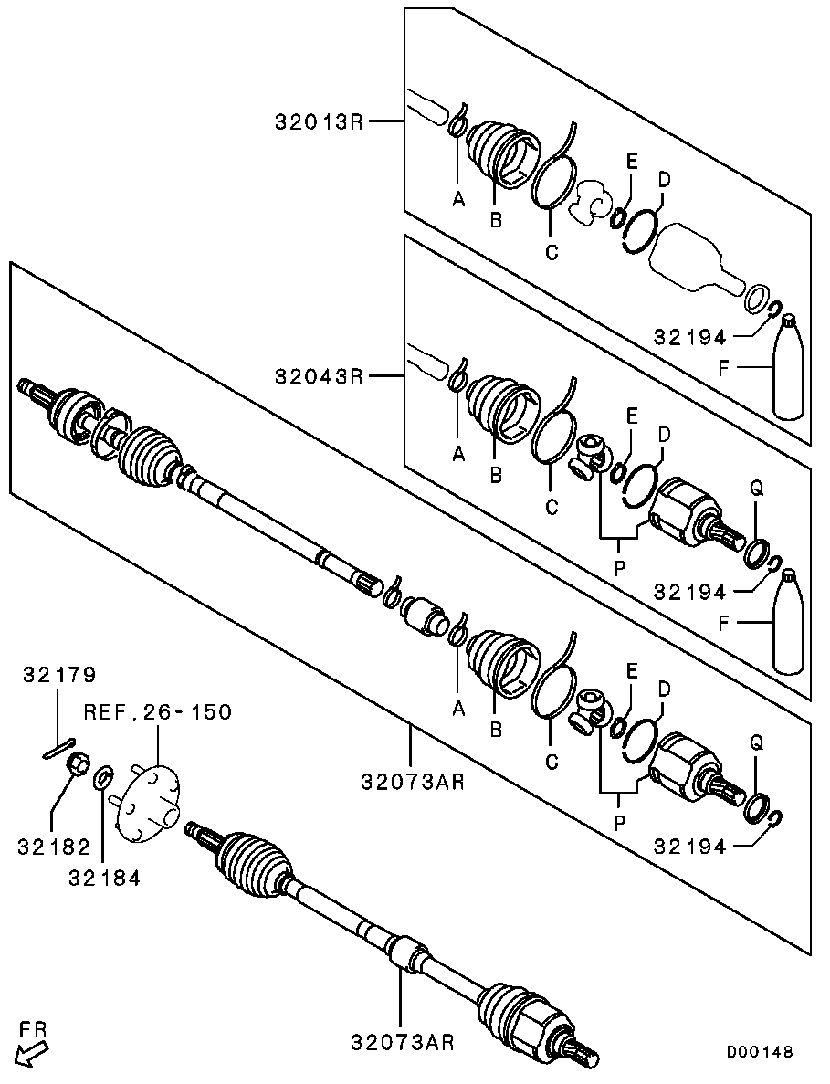 Mitsubishi 3815A386 - Nivelsarja, vetoakseli inparts.fi