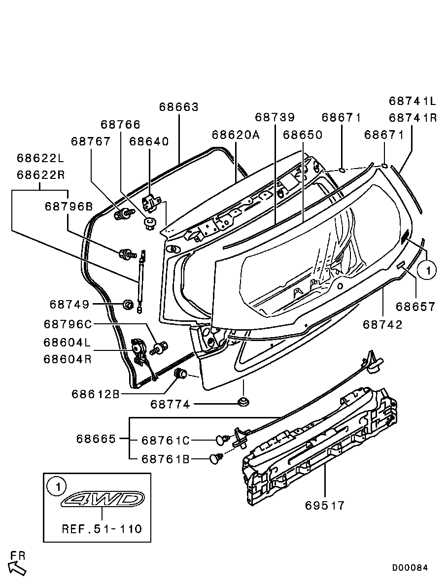 Mitsubishi 58 02A 304 - Kaasujousi, tavaratila inparts.fi