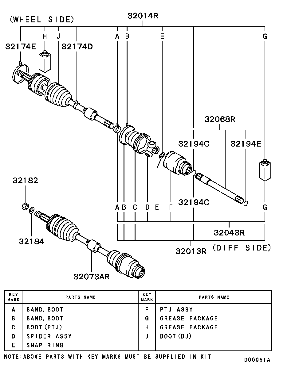 Mitsubishi MN180244 - Nivelsarja, vetoakseli inparts.fi