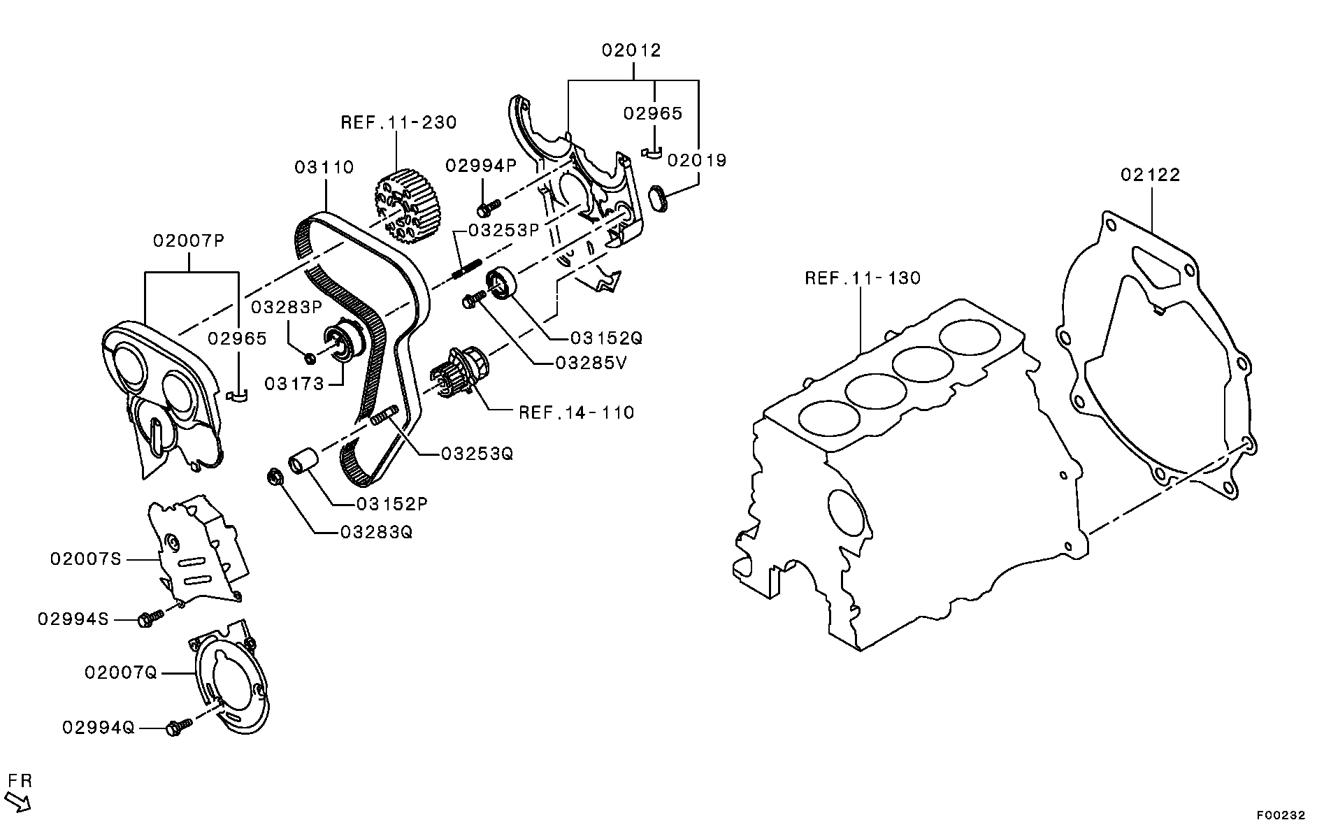 Mitsubishi MN980105 - Vesipumppu + jakohihnasarja inparts.fi