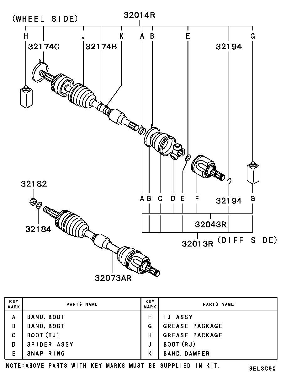 Mitsubishi MN147169 - Paljekumi, vetoakseli inparts.fi