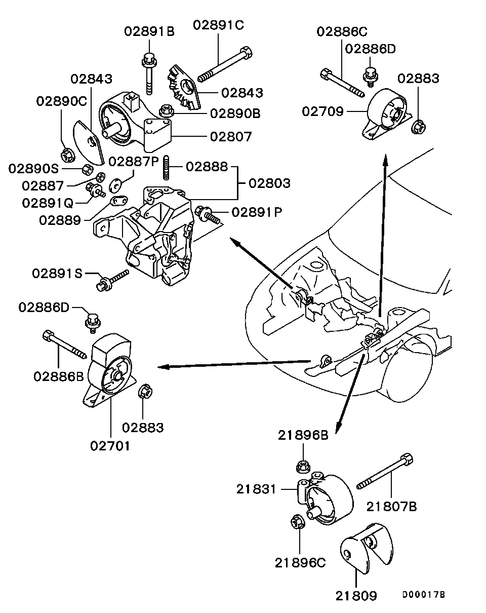 Mitsubishi MR102114 - Moottorin tuki inparts.fi