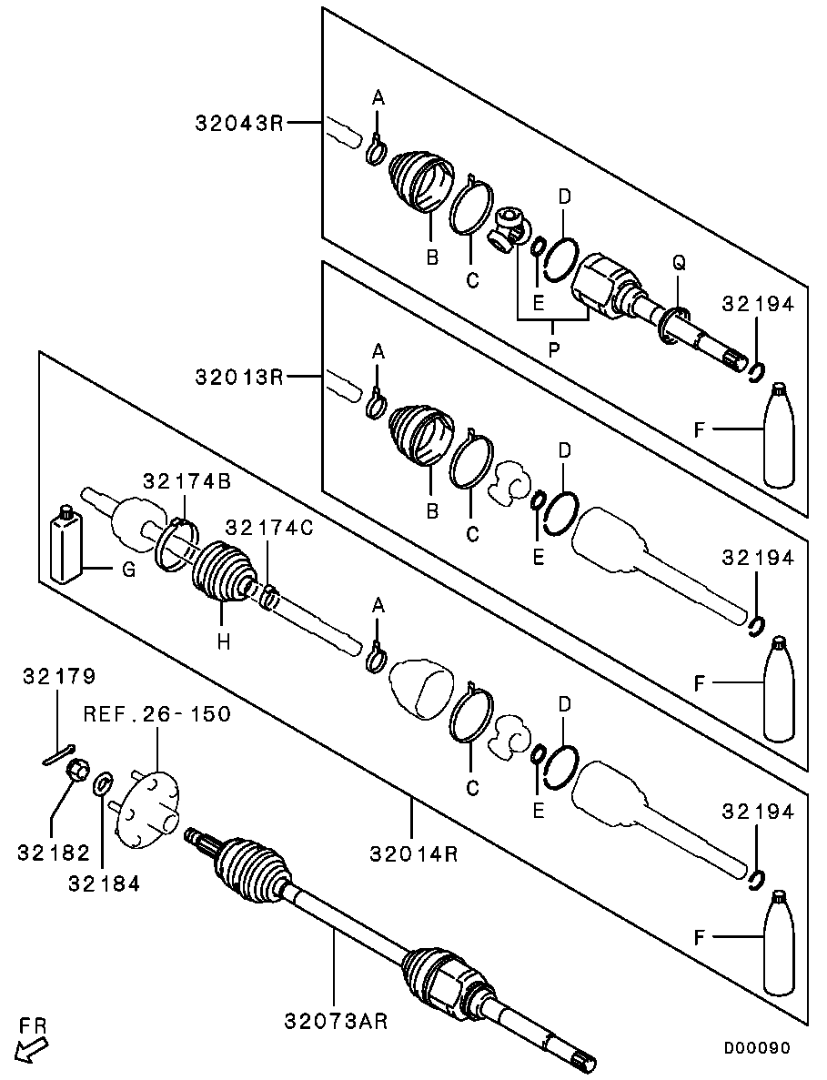 Mitsubishi 3815A068 - Nivelsarja, vetoakseli inparts.fi