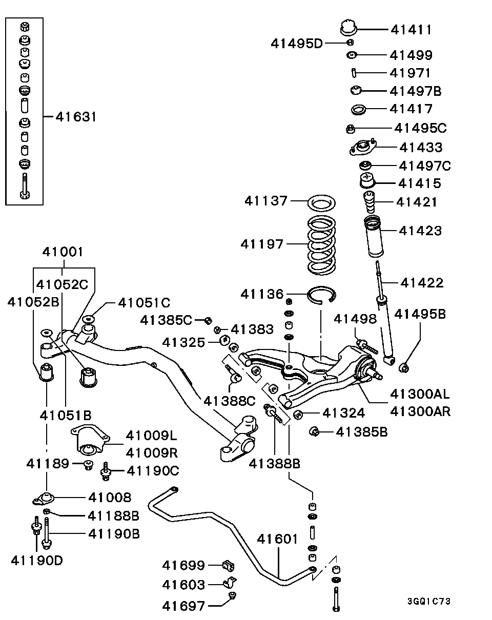 Mitsubishi MR403311 - Jousijalan tukilaakeri inparts.fi