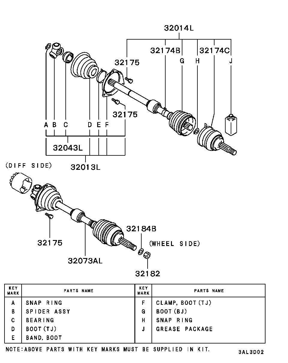 Mitsubishi MR263173 - Paljekumi, vetoakseli inparts.fi