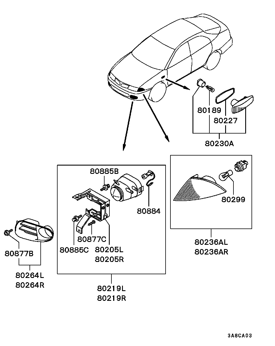 Mitsubishi MB952158 - Vilkkuvalo inparts.fi