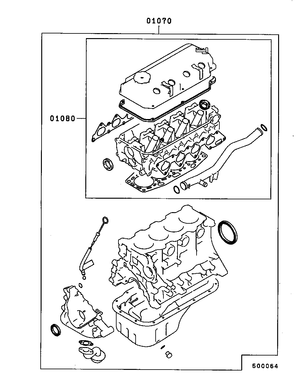 Mitsubishi MD970444 - Täydellinen tiivistesarja, moottori inparts.fi