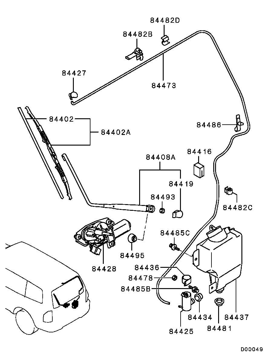 Mitsubishi MR416630 - Pyyhkijänsulka inparts.fi