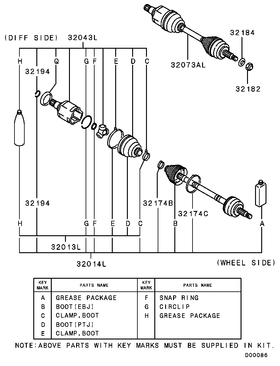 Mitsubishi 3817A103 - Paljekumi, vetoakseli inparts.fi