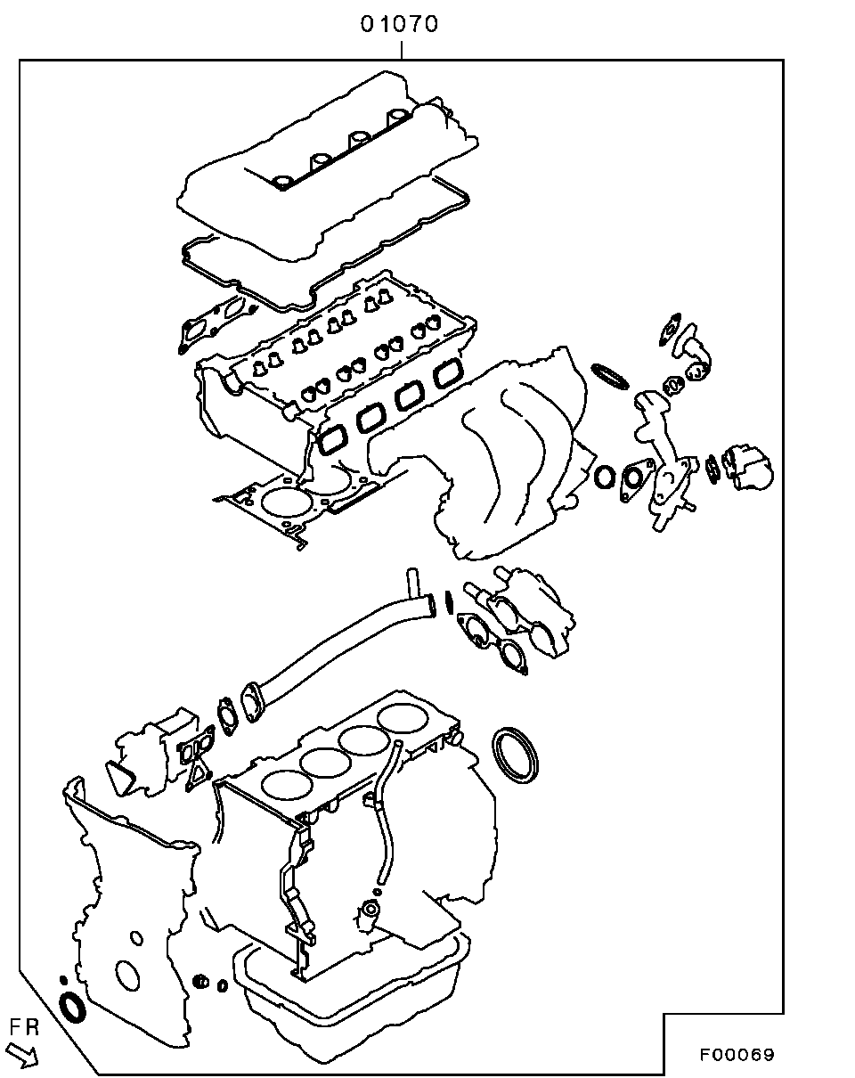 Mitsubishi 1000A523 - Täydellinen tiivistesarja, moottori inparts.fi