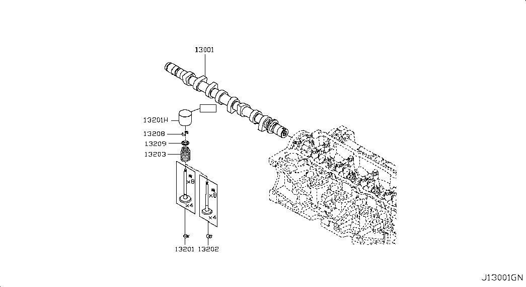 NISSAN 13001-00Q0T - Nokka-akseli inparts.fi