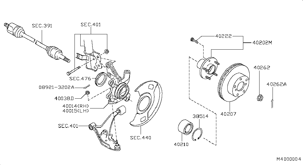 NISSAN 40202-BU000 - Pyöränlaakerisarja inparts.fi