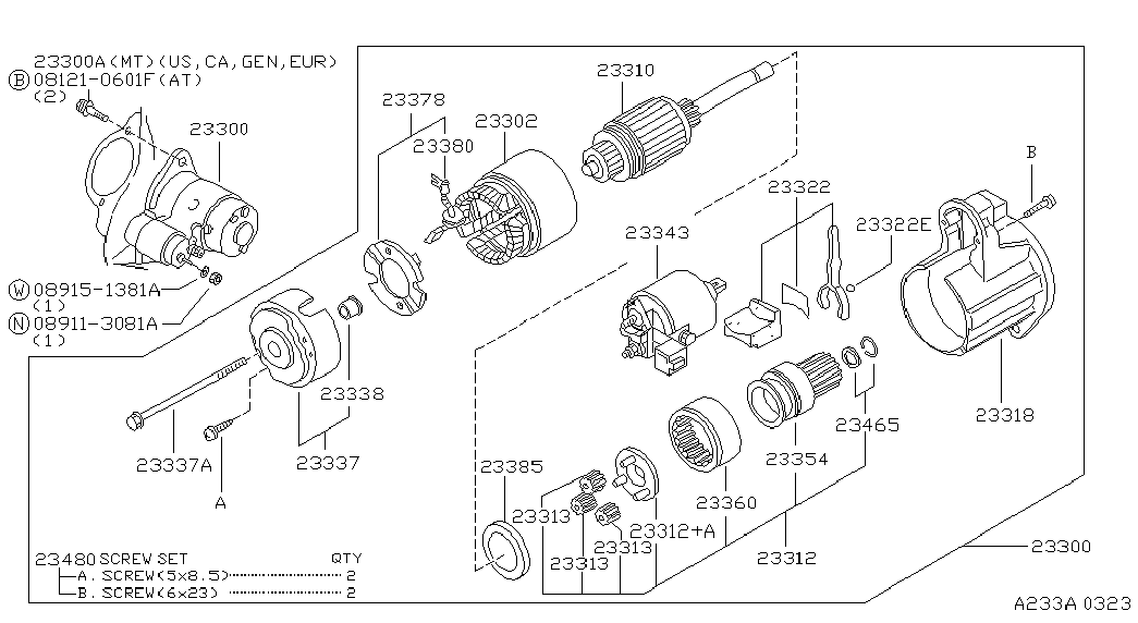 NISSAN 233000W010 - Käynnistinmoottori inparts.fi