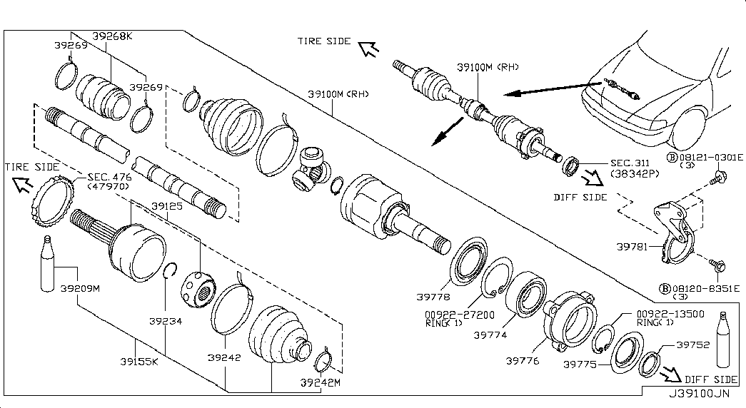 NISSAN 39211-2Y070 - Nivelsarja, vetoakseli inparts.fi