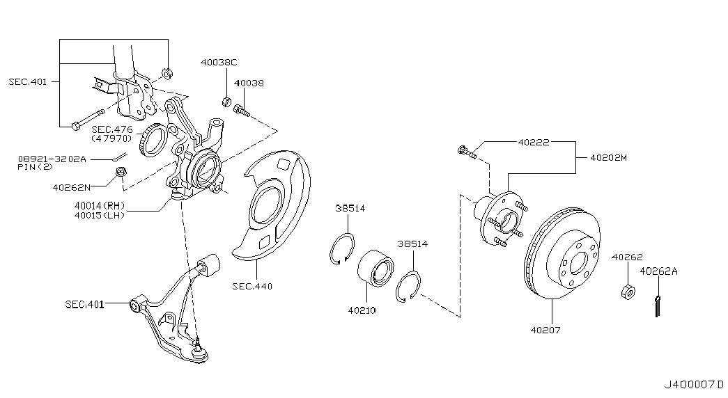 NISSAN 40214-05U00 - Pyöränlaakerisarja inparts.fi