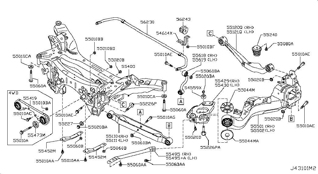 RENAULT 55121-JD00B - Tukivarsi, pyöräntuenta inparts.fi