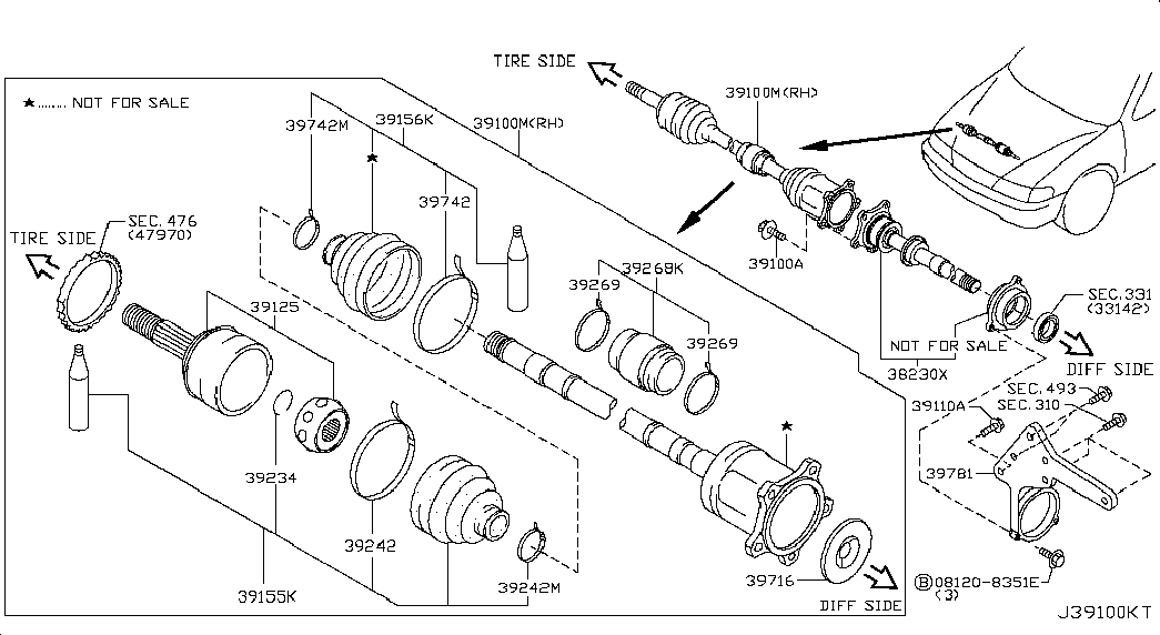 NISSAN 397418H525 - Paljekumi, vetoakseli inparts.fi