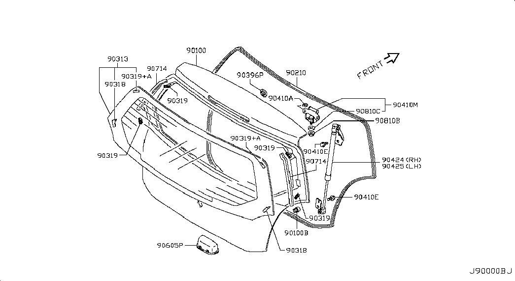 NISSAN 90450-4A00D - Kaasujousi, tavaratila inparts.fi