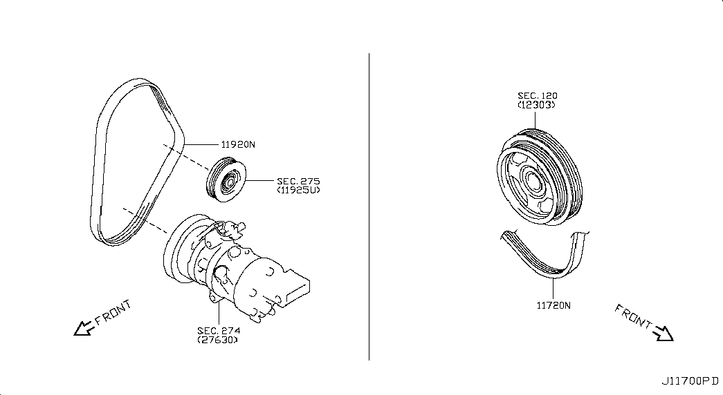 NISSAN 119204A00B - Moniurahihna inparts.fi