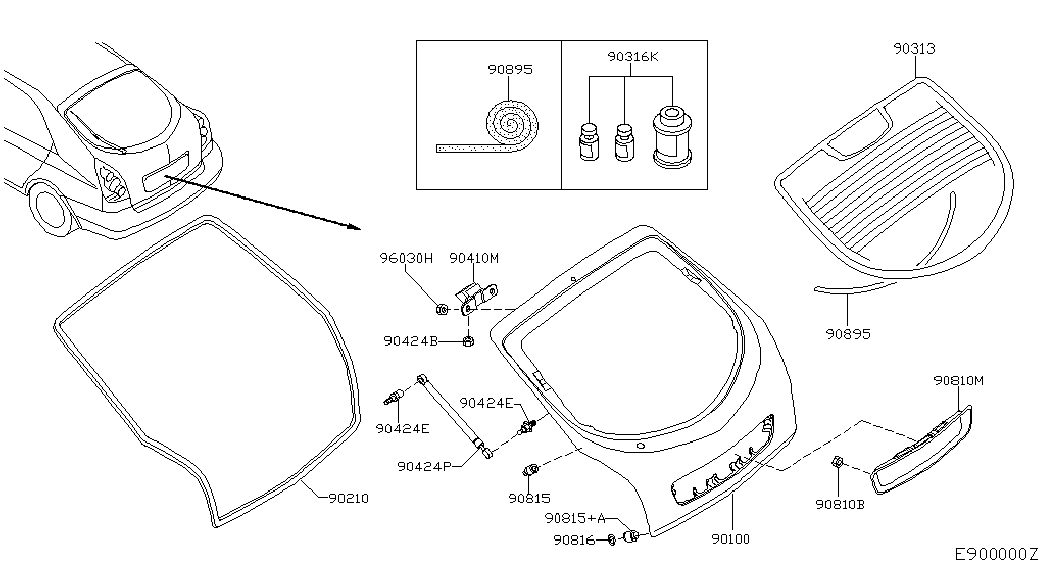 NISSAN 90452-AU200 - Kaasujousi, tavaratila inparts.fi