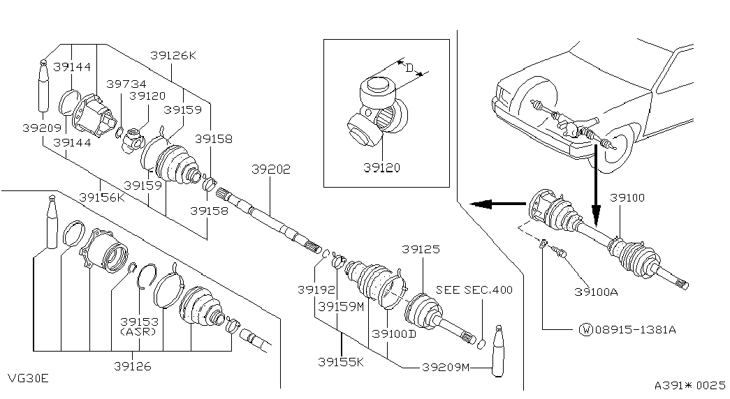 NISSAN 39241-31G25 - Paljekumi, vetoakseli inparts.fi