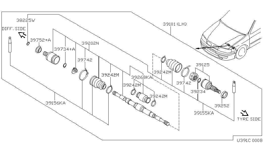 NISSAN 39101-2F605 - Nivelsarja, vetoakseli inparts.fi