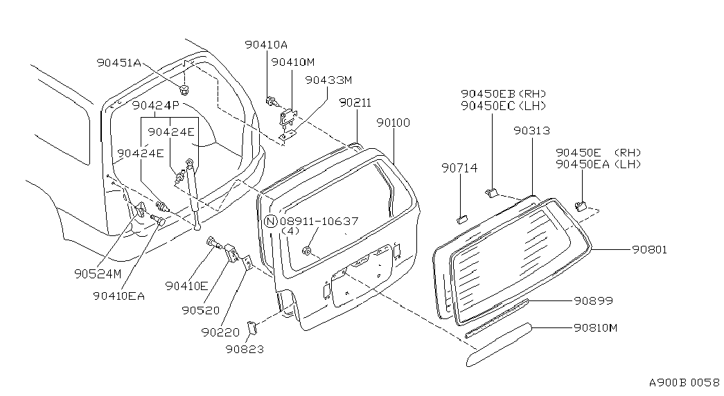 NISSAN 9045073R00 - Kaasujousi, tavaratila inparts.fi