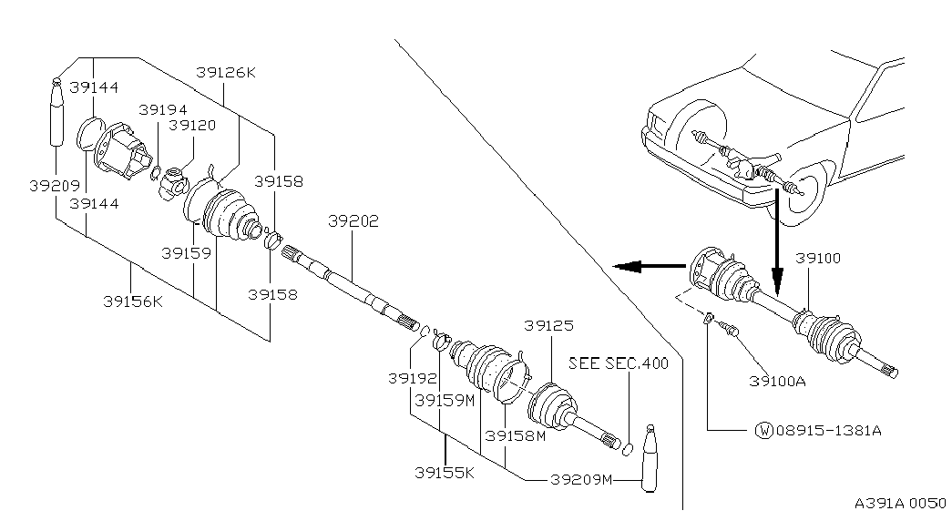 NISSAN 39741-41W25 - Paljekumi, vetoakseli inparts.fi