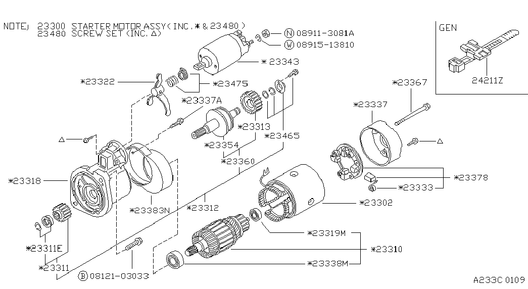 NISSAN 2330018C65 - Käynnistinmoottori inparts.fi