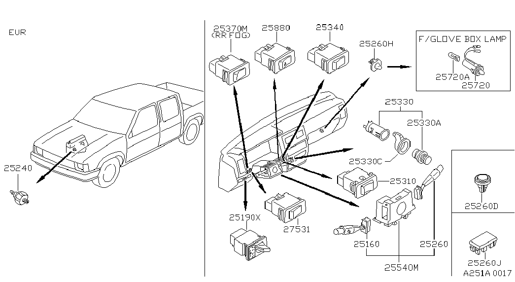 NISSAN 25240-89915 - Tunnistin, öljynpaine inparts.fi