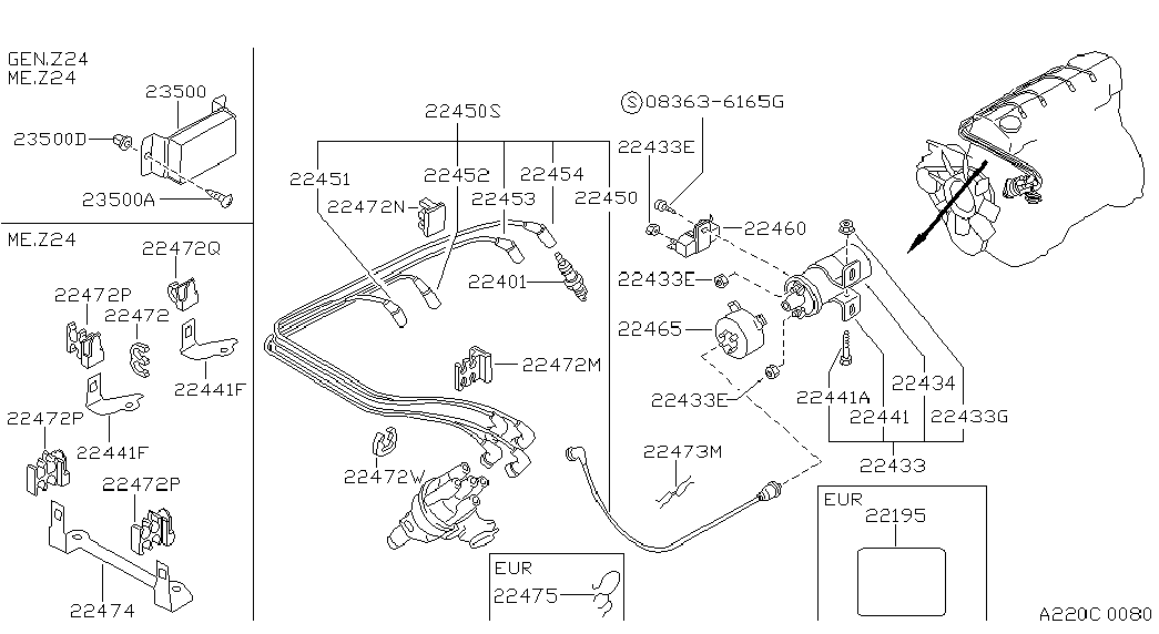 NISSAN 22450-22G26 - Sytytysjohtosarja inparts.fi