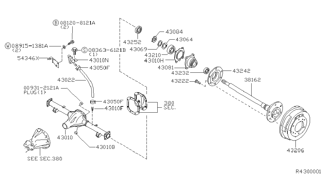 NISSAN 4323242G10 - Pyöränlaakerisarja inparts.fi