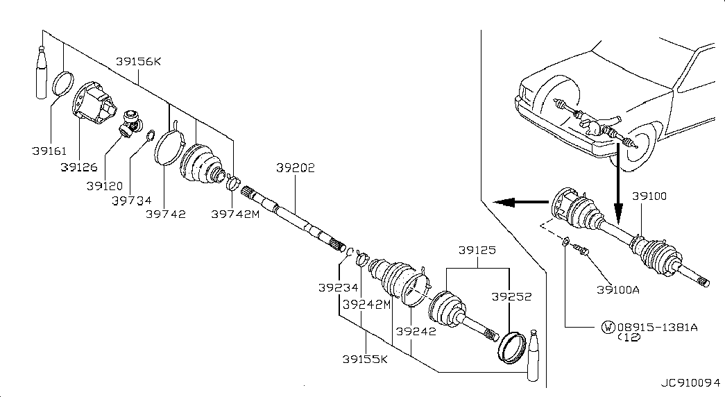 NISSAN 39100-58G60 - Nivelsarja, vetoakseli inparts.fi